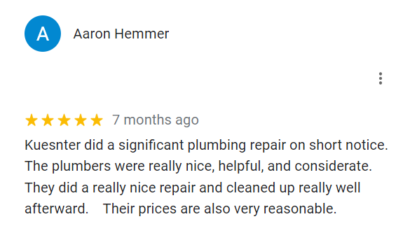 Google Testimonial from Aaron Hemmer