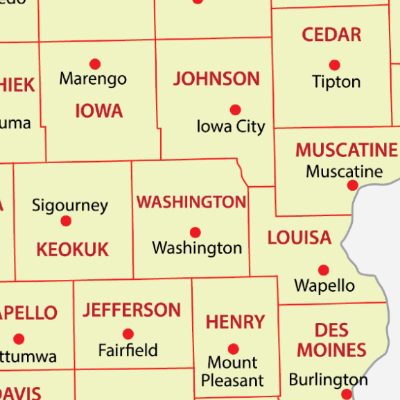 Kuenster service area map of counties